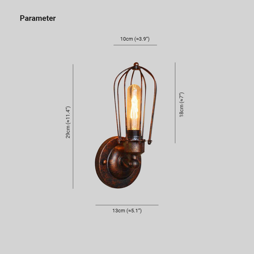 Bovevin Vintage Iron Wall Lamp, Black/Rust/Bronze/Gold/Silver