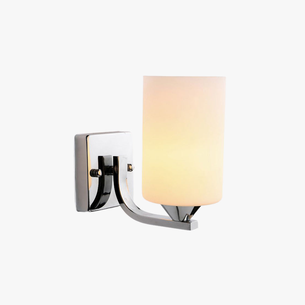 Hegopor Minimalism Cylindrical Metal Glass Art Vanity Wall Lamp, Black/Chrome