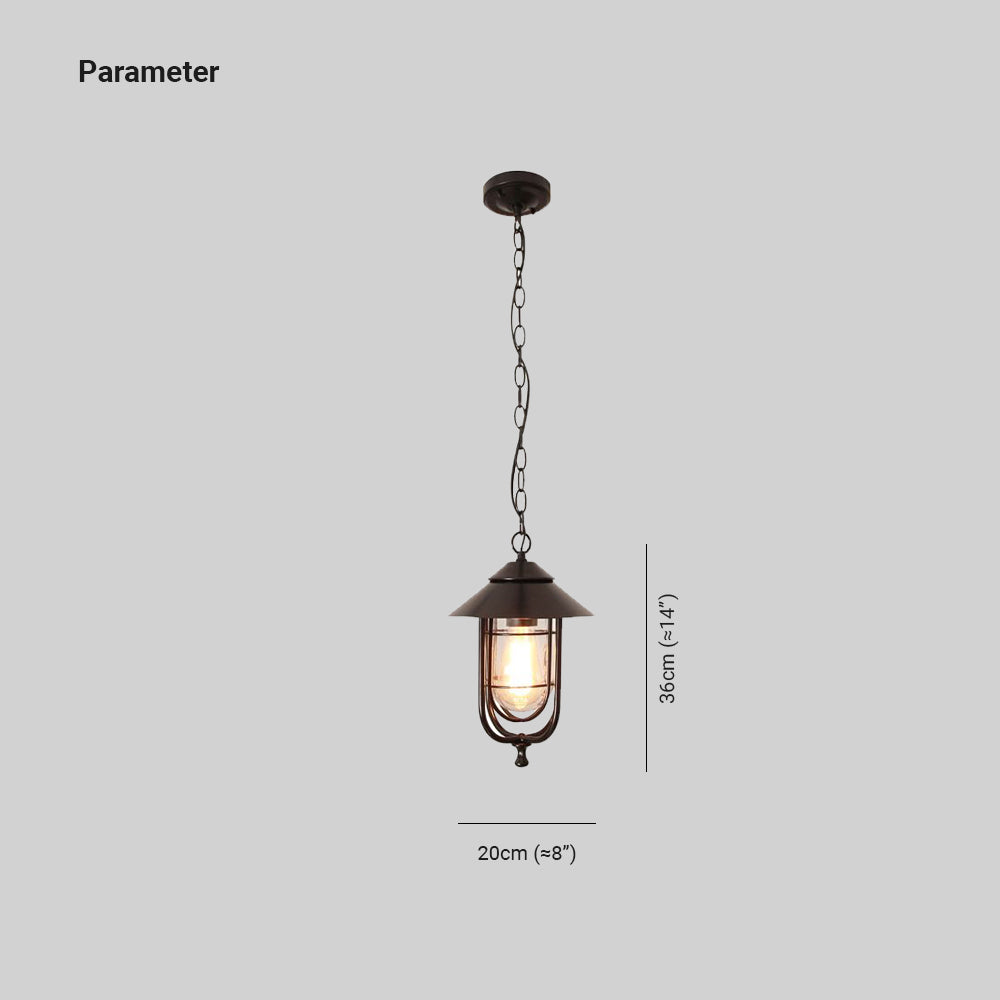Dipugud Retro Lantern Metal Pendant Light, Black/Bronze
