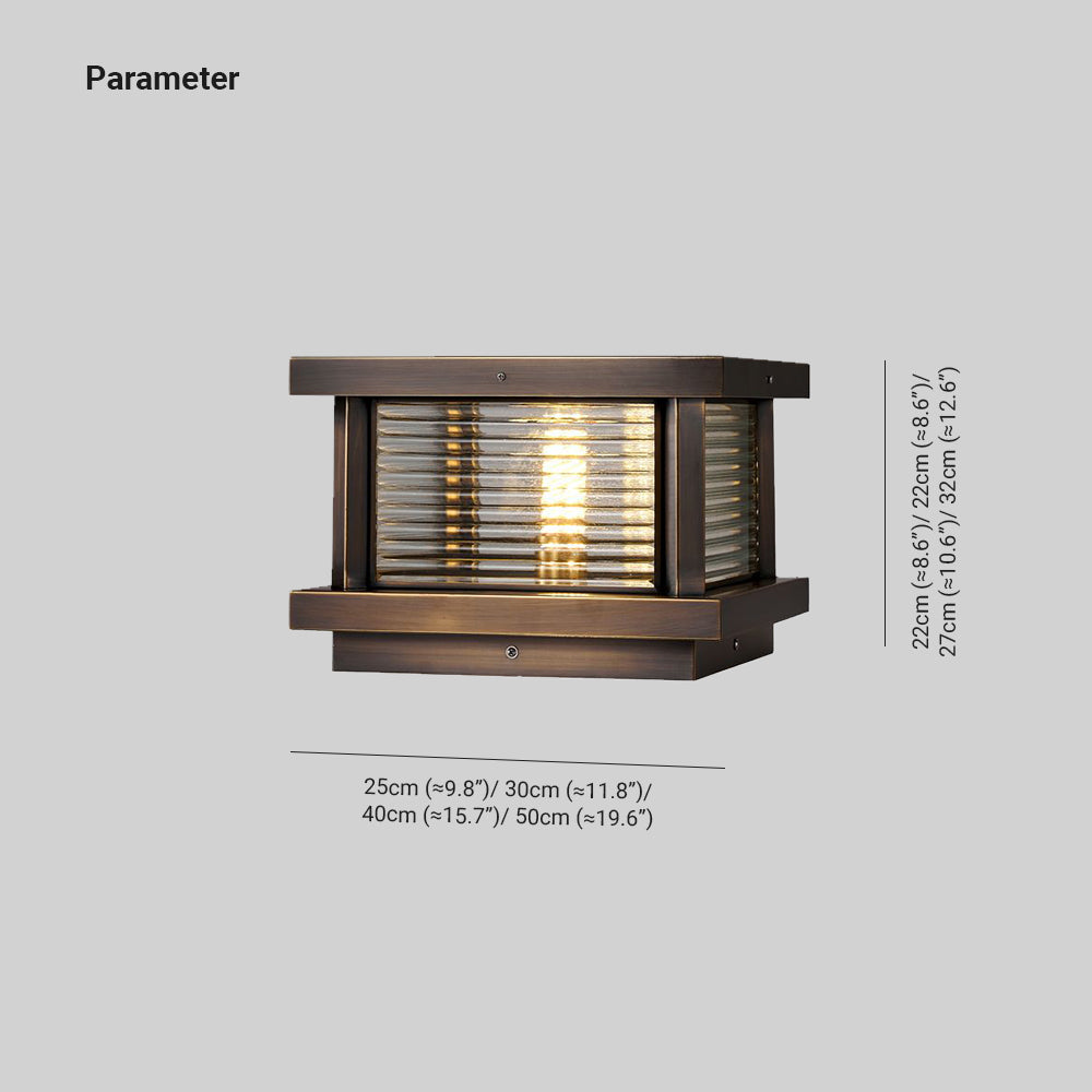 Loporum Modern Rectangular Metal Outdoor Solar Lamp, Black/ Brass/Bronze