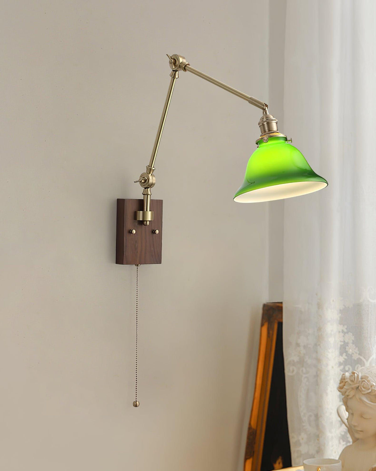 Velra Walnut Adjustable Arm Wall Lamp