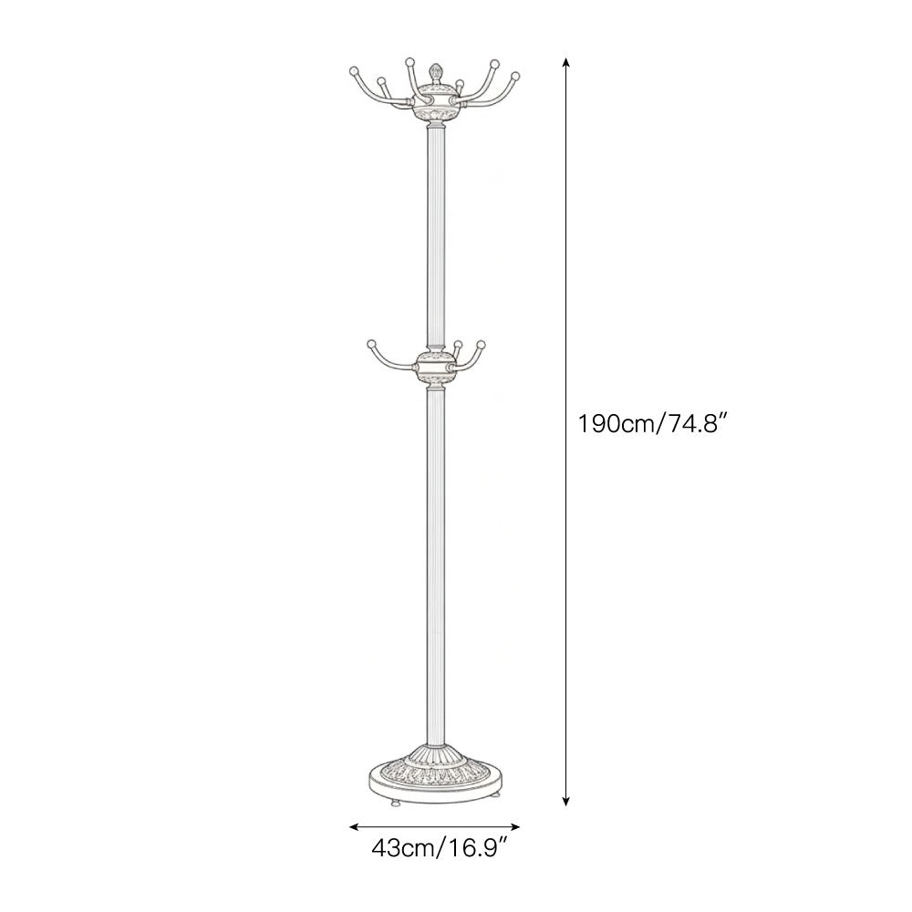 Baroque Brass Freestanding Coat Rack