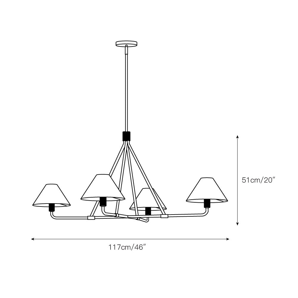 Ornuvyh Vintage Industrial Metal Fabric Chandelier