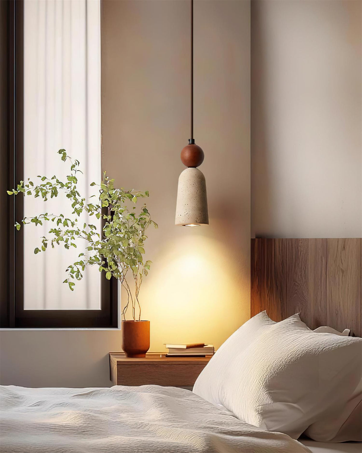 Nolira Pendant Light Wood Travertine Natural