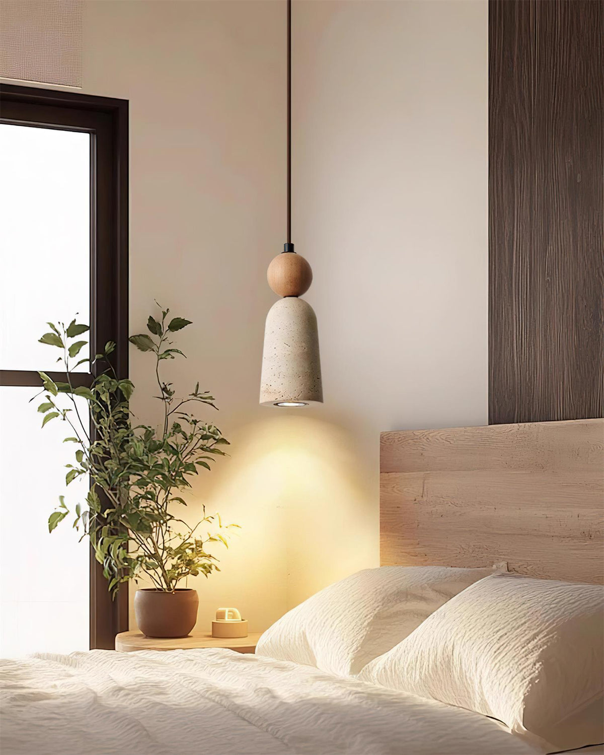 Nolira Pendant Light Wood Travertine Natural