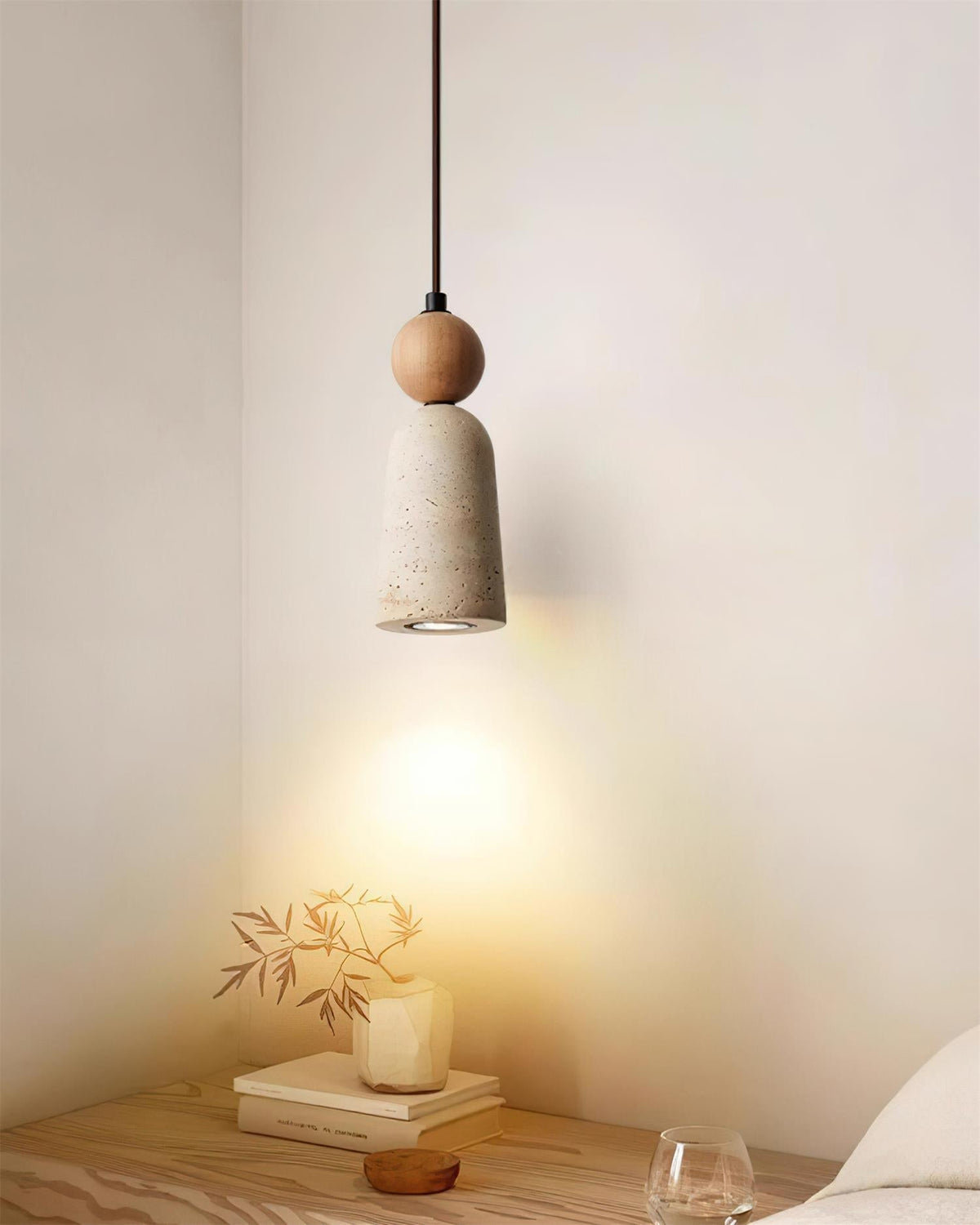 Nolira Pendant Light Wood Travertine Natural