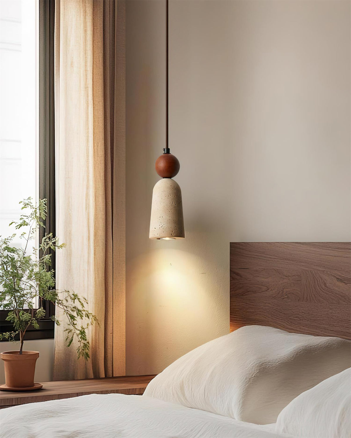 Nolira Pendant Light Wood Travertine Natural