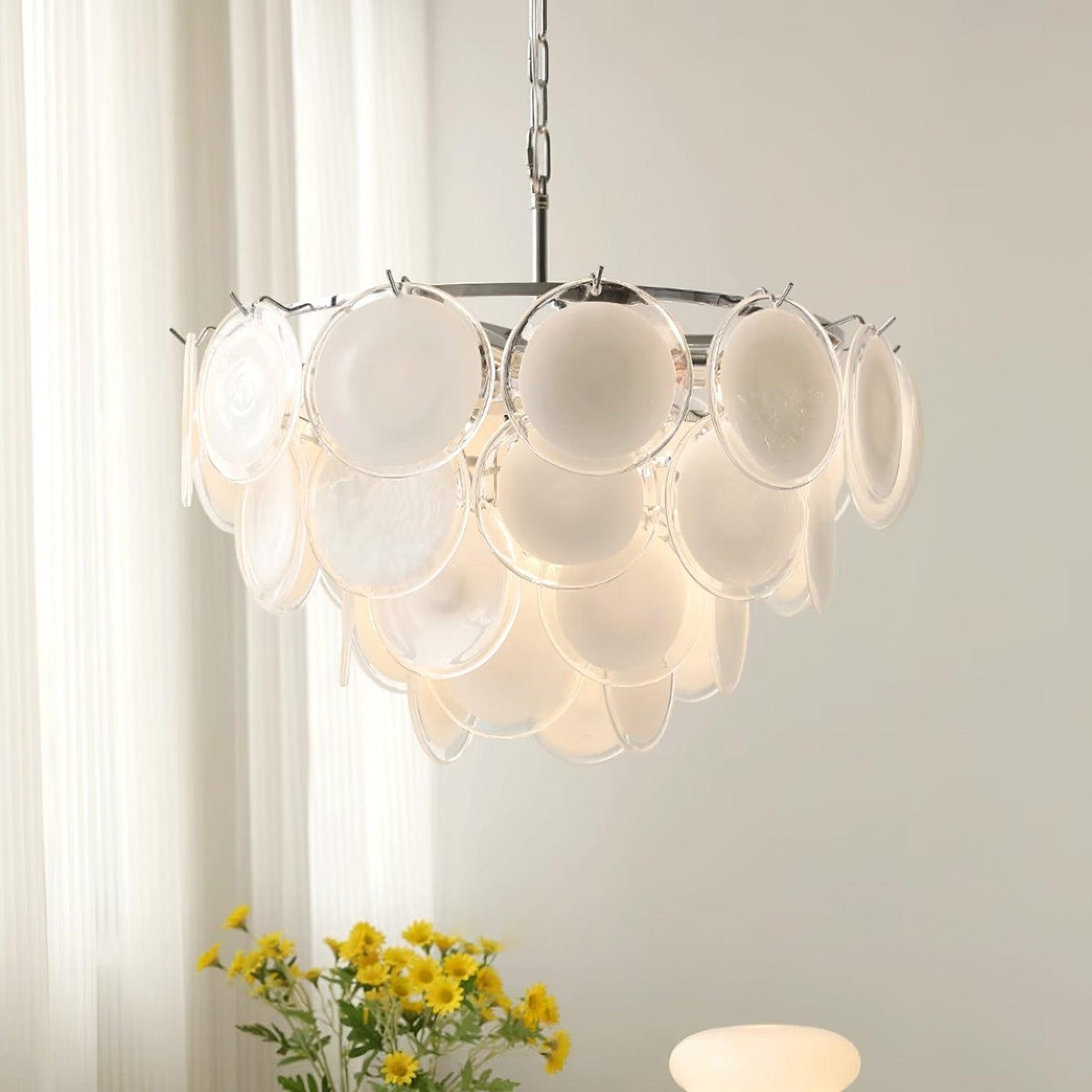 Lumirae Chandelier Cascading Frosted Glass Discs