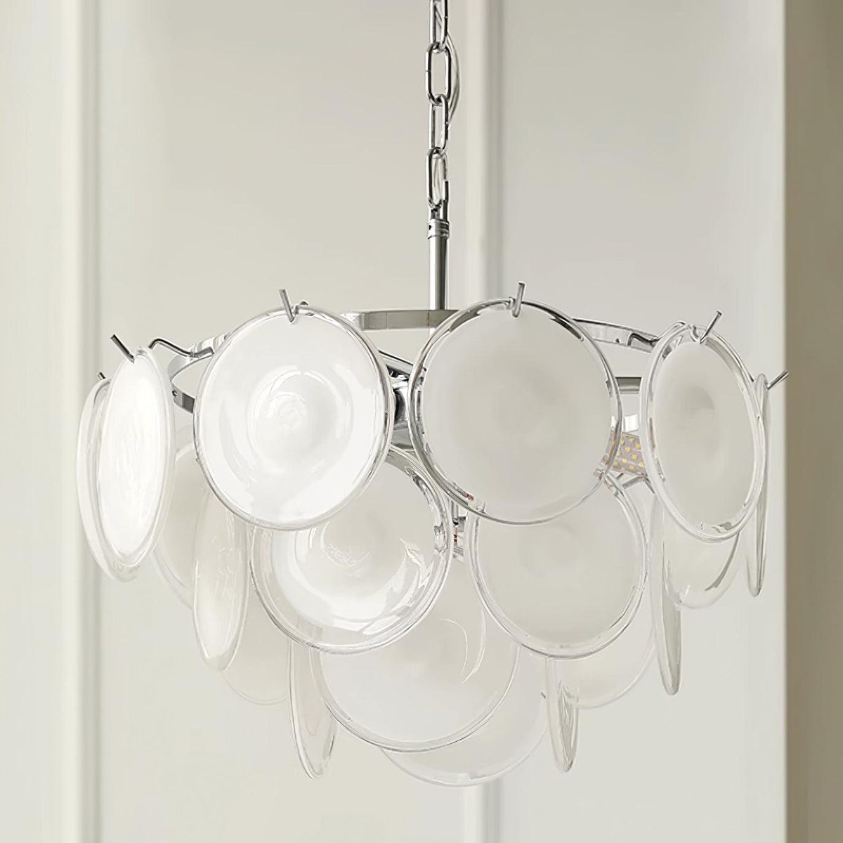 Lumirae Chandelier Cascading Frosted Glass Discs