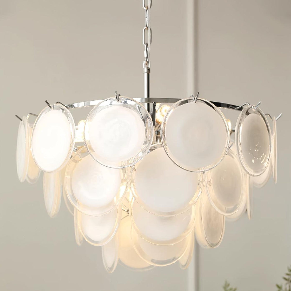 Lumirae Chandelier Cascading Frosted Glass Discs