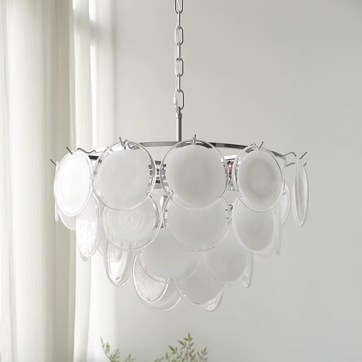 Lumirae Chandelier Cascading Frosted Glass Discs