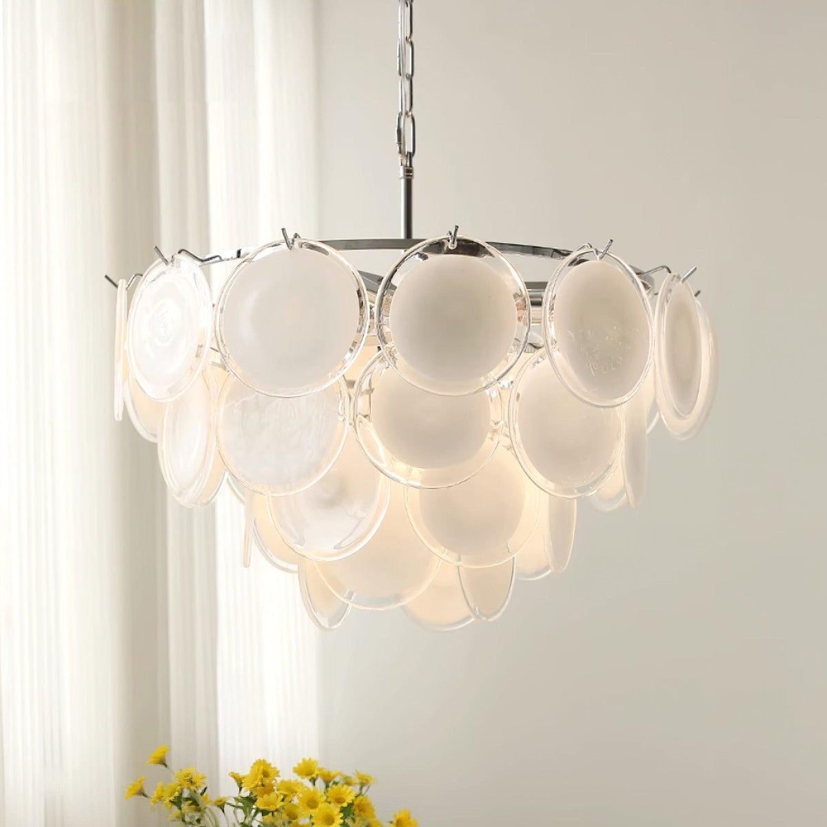 Lumirae Chandelier Cascading Frosted Glass Discs