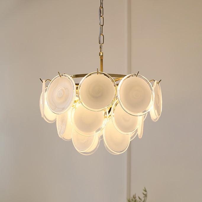 Lumirae Chandelier Cascading Frosted Glass Discs
