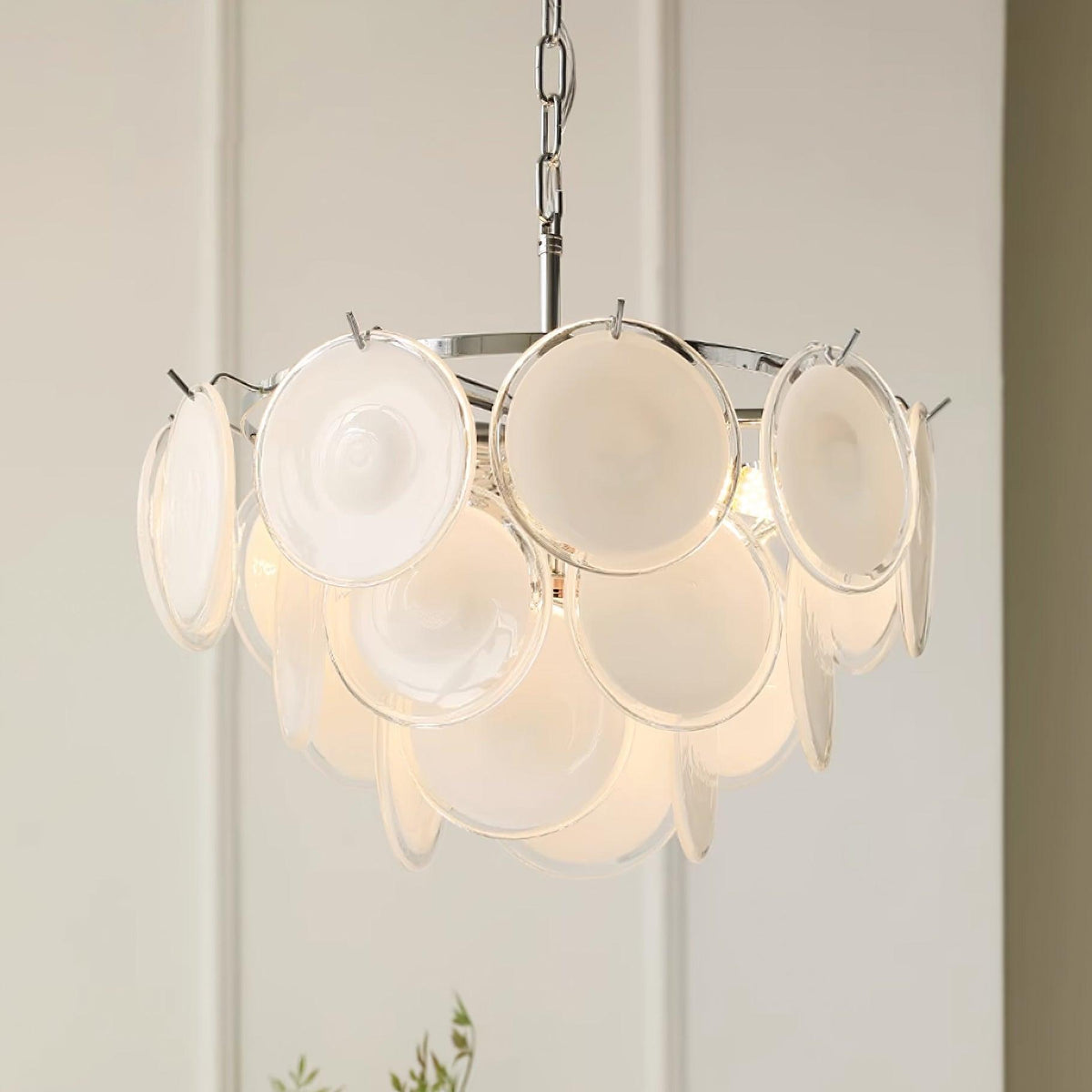Lumirae Chandelier Cascading Frosted Glass Discs