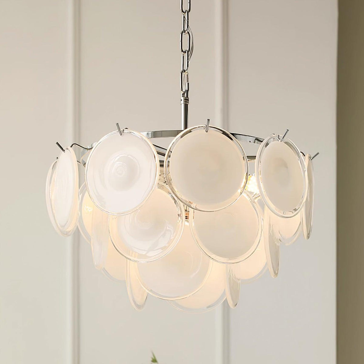 Lumirae Chandelier Cascading Frosted Glass Discs
