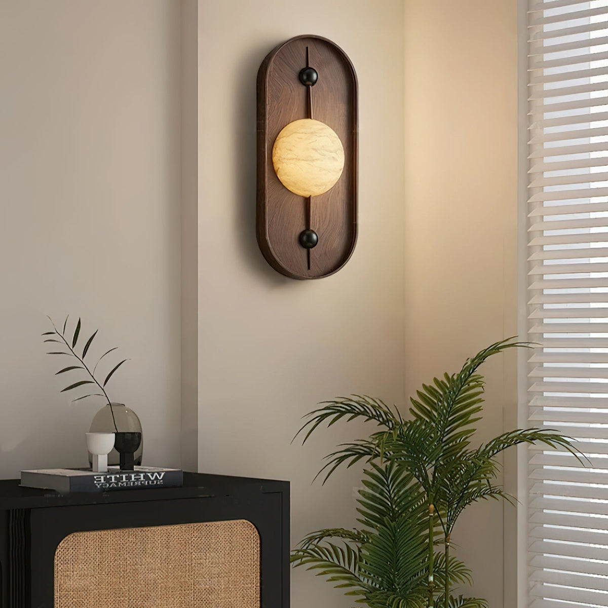 Lyvaran Oval Alabaster Wood Wall Light