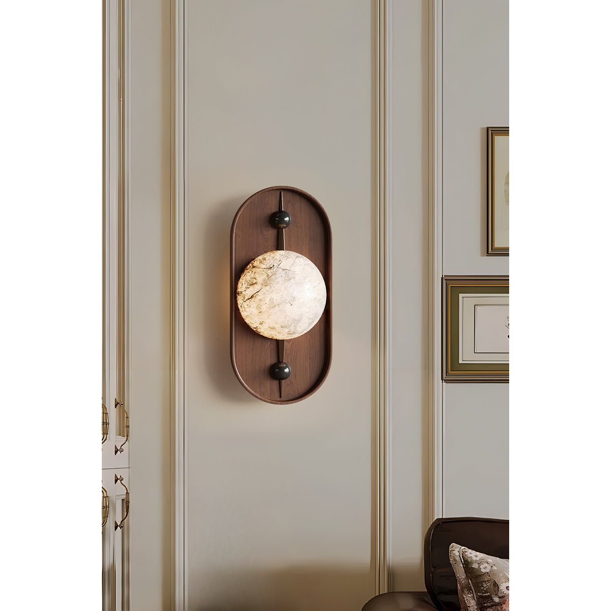 Lyvaran Oval Alabaster Wood Wall Light