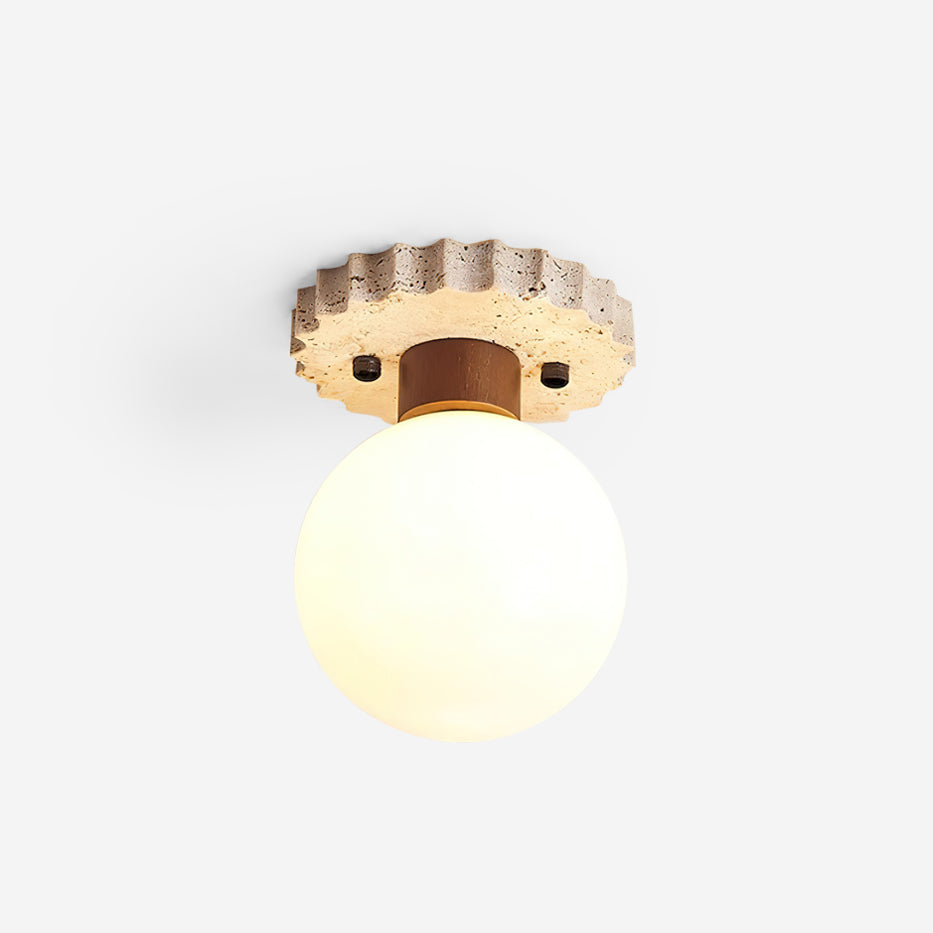 Valisaya Ceiling Light Travertine Scalloped Base