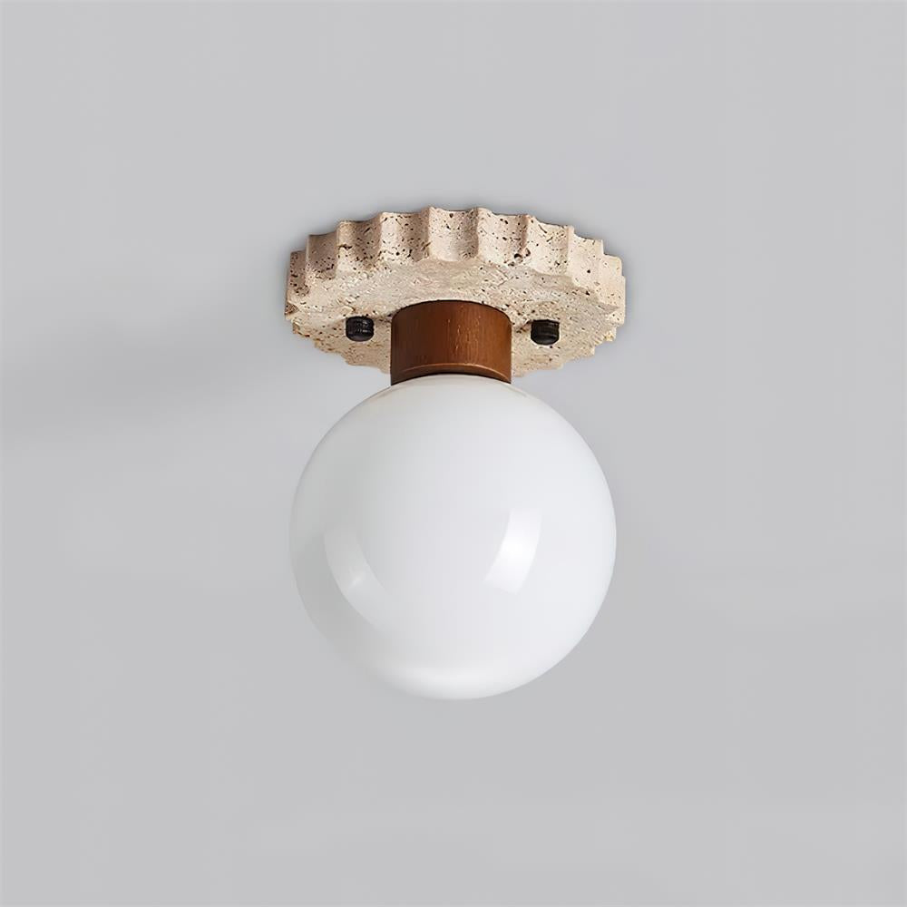 Valisaya Ceiling Light Travertine Scalloped Base