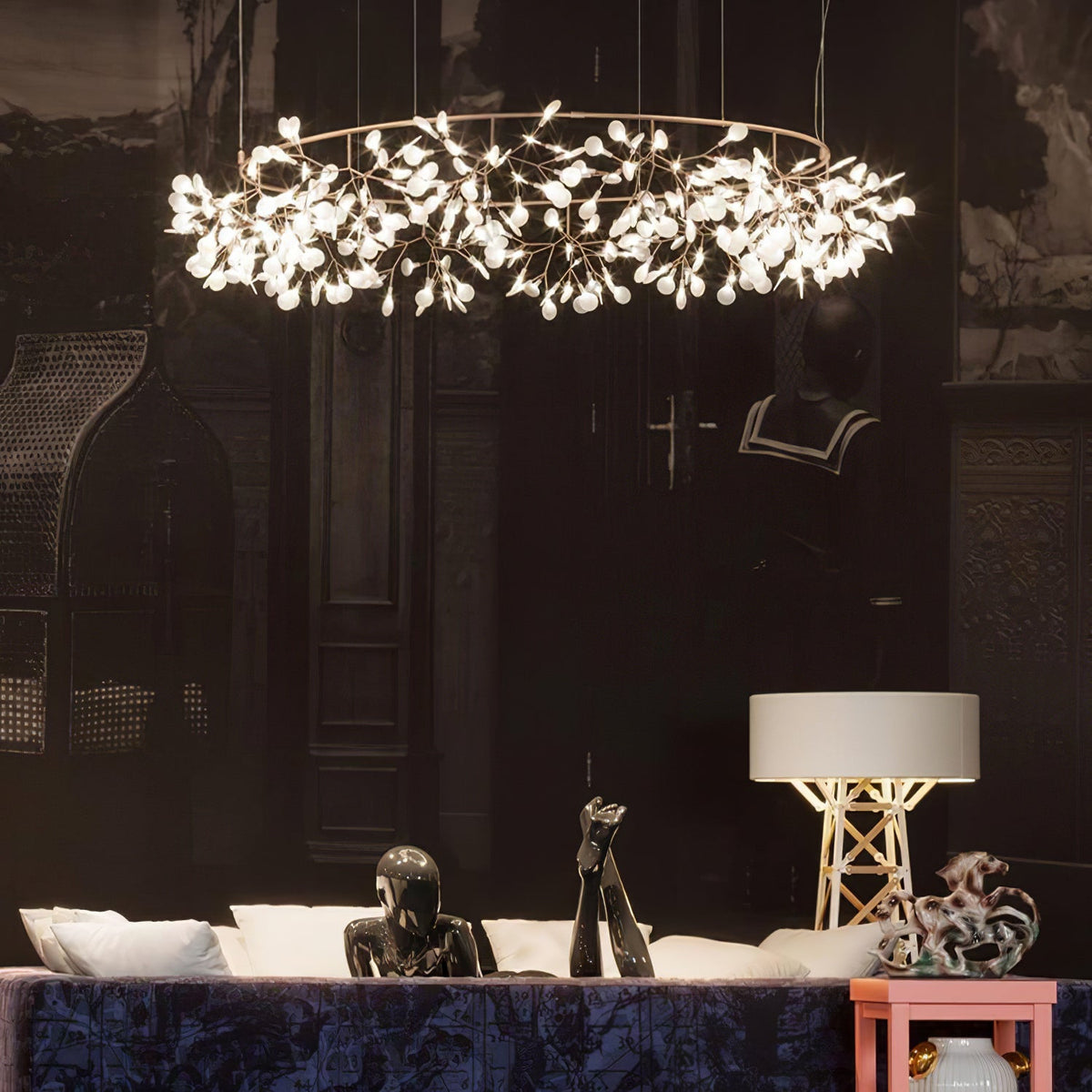 Siremud Unique Round Sputnik Art Deco Firefly Chandelier, Living Room/ Bedroom
