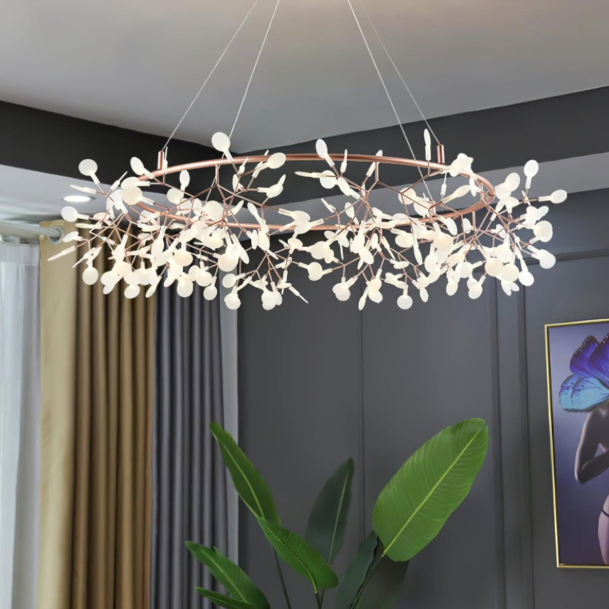 Siremud Unique Round Sputnik Art Deco Firefly Chandelier, Living Room/ Bedroom
