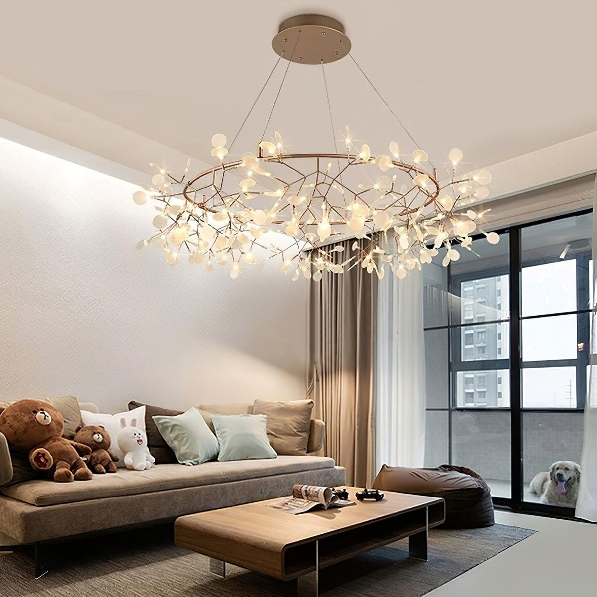Siremud Unique Round Sputnik Art Deco Firefly Chandelier, Living Room/ Bedroom