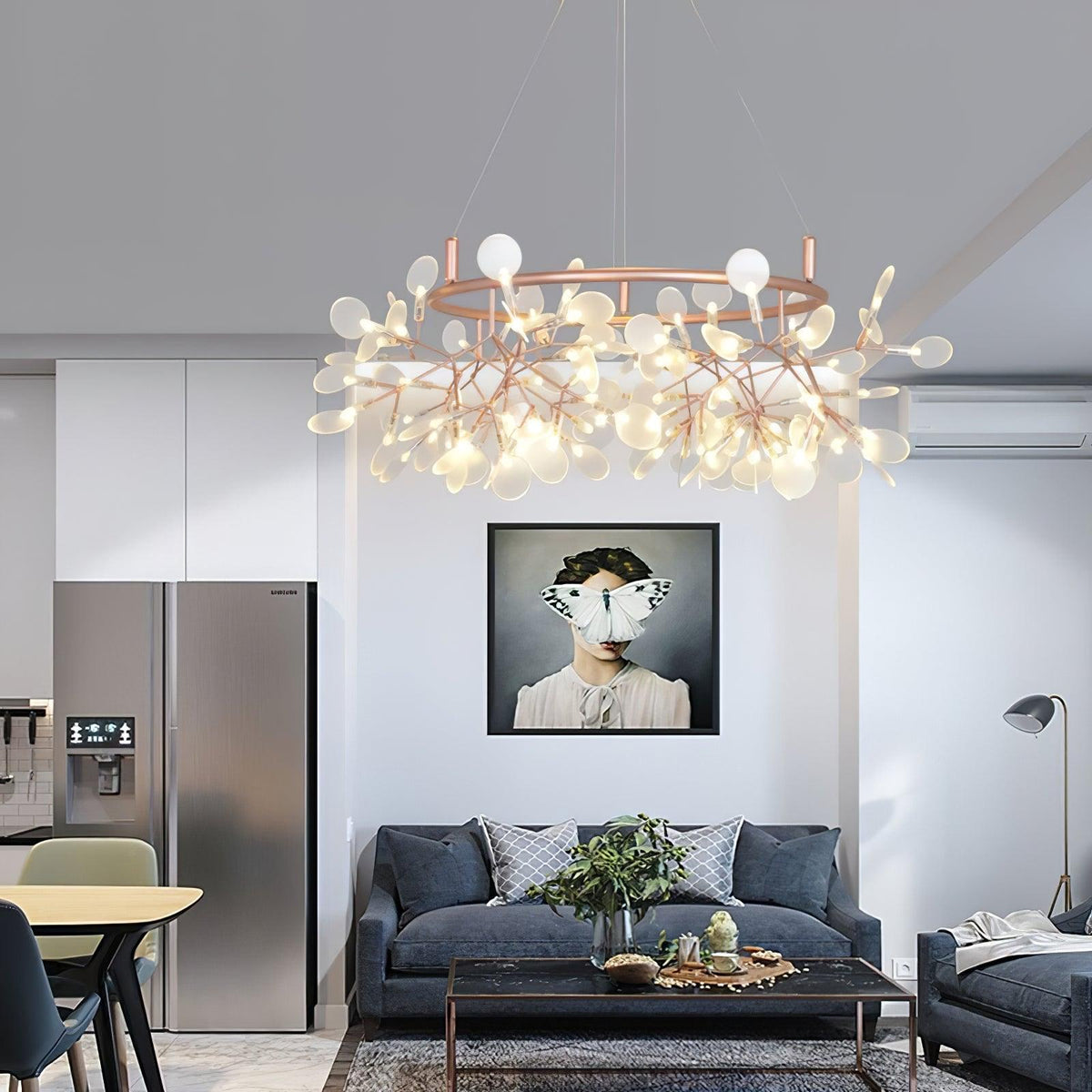 Siremud Unique Round Sputnik Art Deco Firefly Chandelier, Living Room/ Bedroom