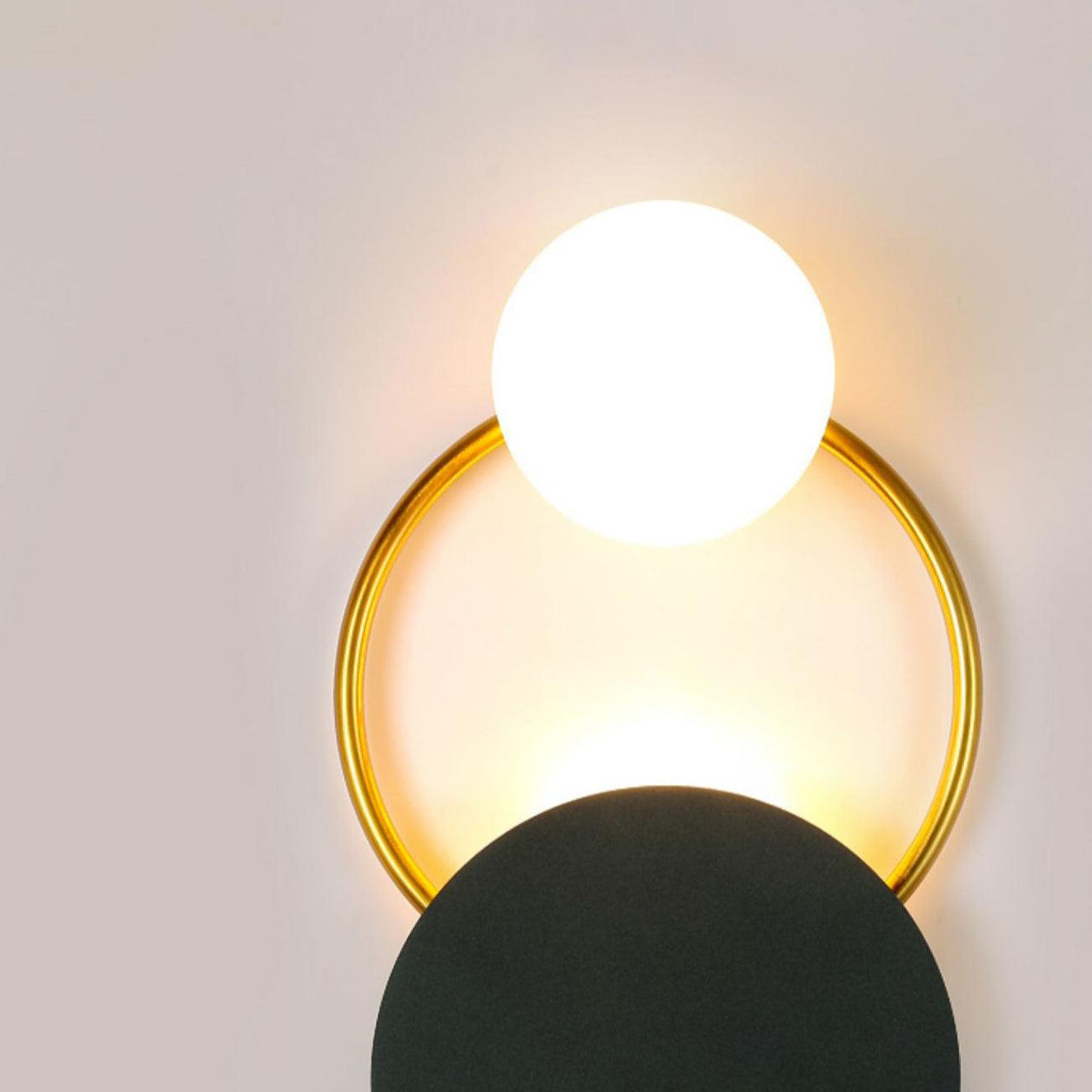 Bolitut Modern LED Triple Rings Wall Lamp, Metal/Glass, Gold/Black, Bedroom