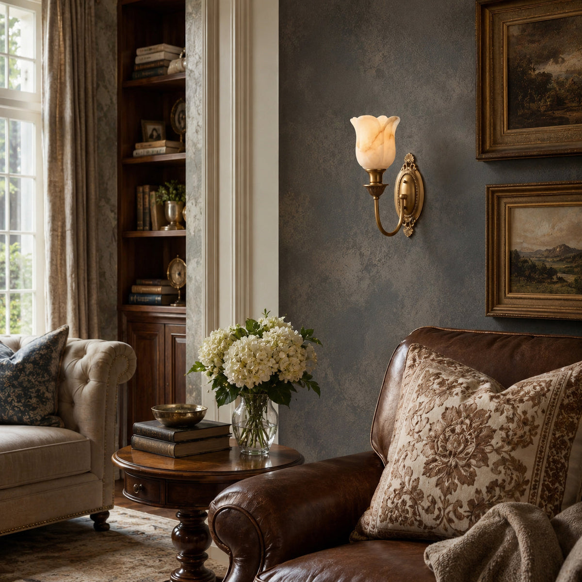 Nivinella Candle Alabaster Wall Sconce