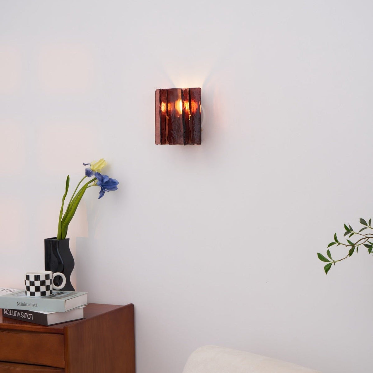 Celuaine Wall Light Brass Glass Clear