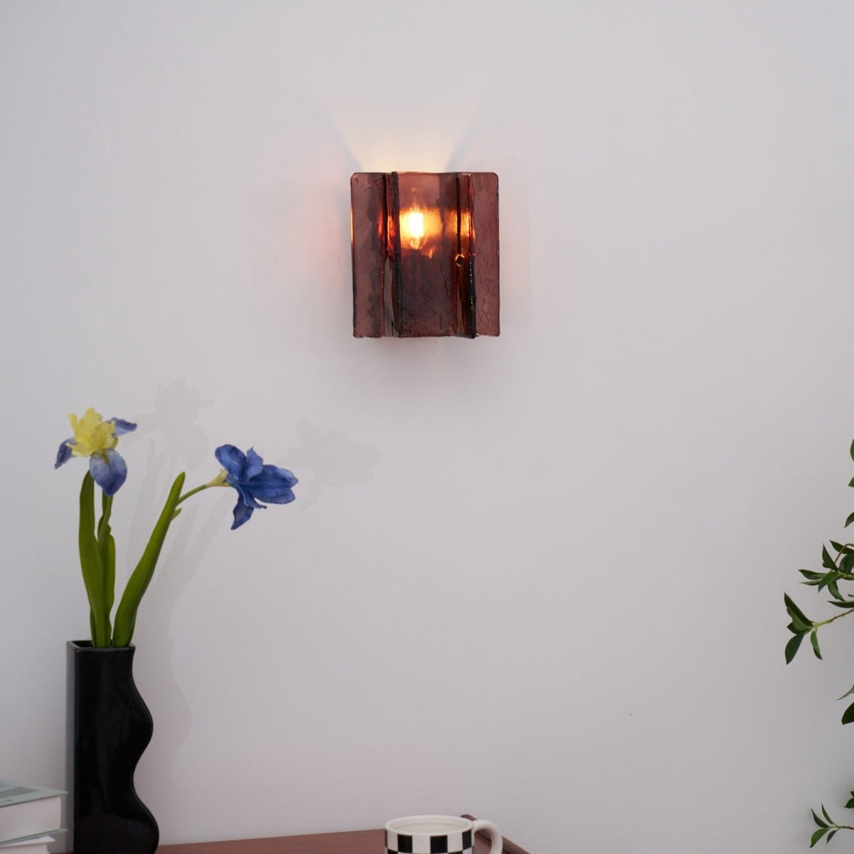 Celuaine Wall Light Brass Glass Clear