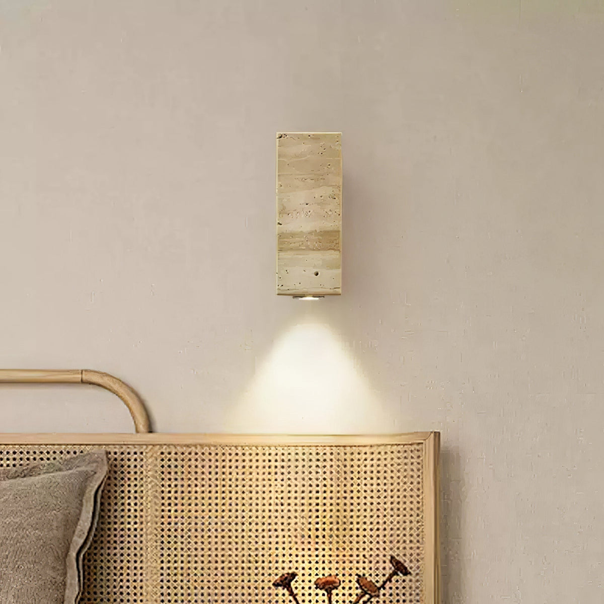 Valalaria Plug-In Rectangular Travertine Wall Light