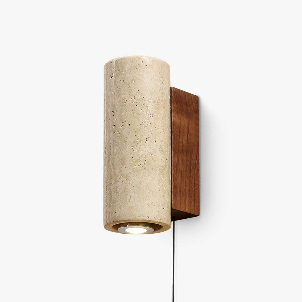 Valalaria Plug-In Rectangular Travertine Wall Light