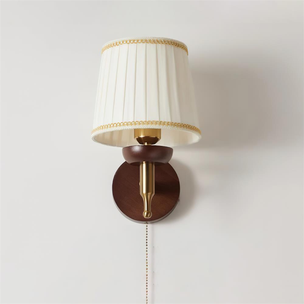 Blixen Wall Lamp Fabric Classic Gold Walnut Bedroom