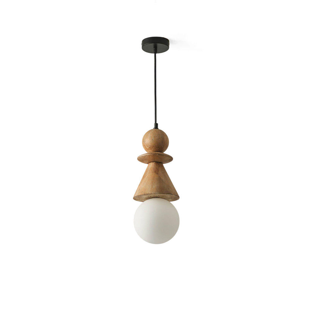 Alderelle Stacked Wood Totem Pendant Light