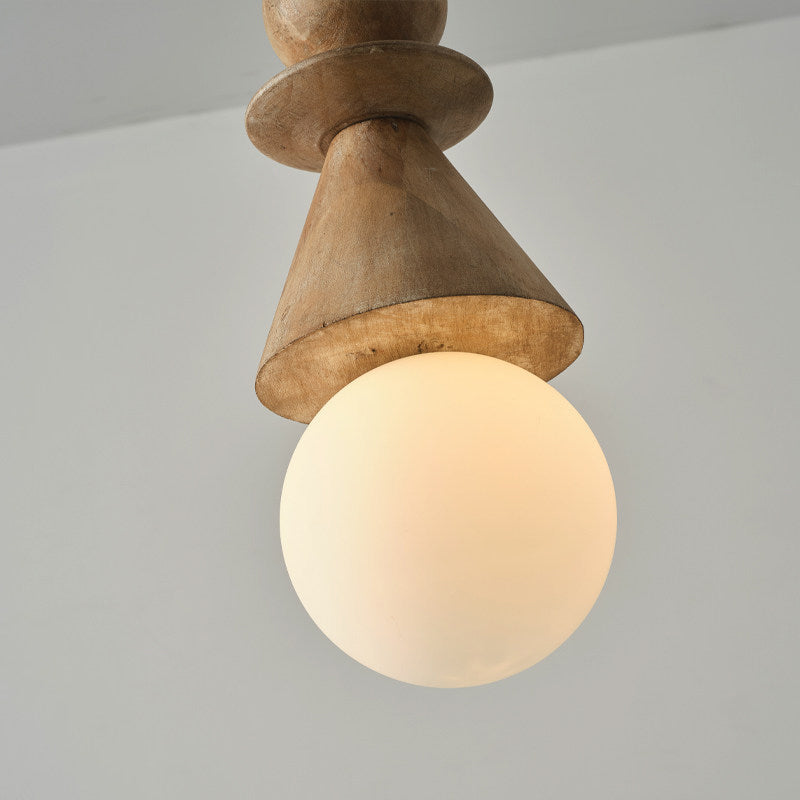 Alderelle Stacked Wood Totem Pendant Light