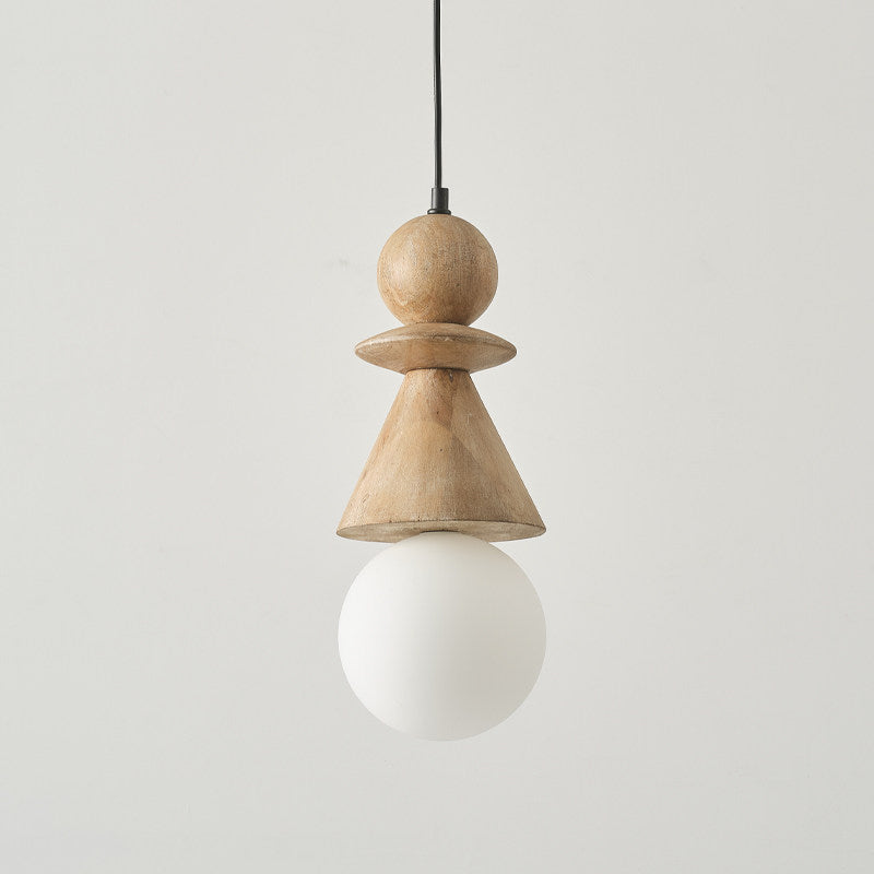 Alderelle Stacked Wood Totem Pendant Light