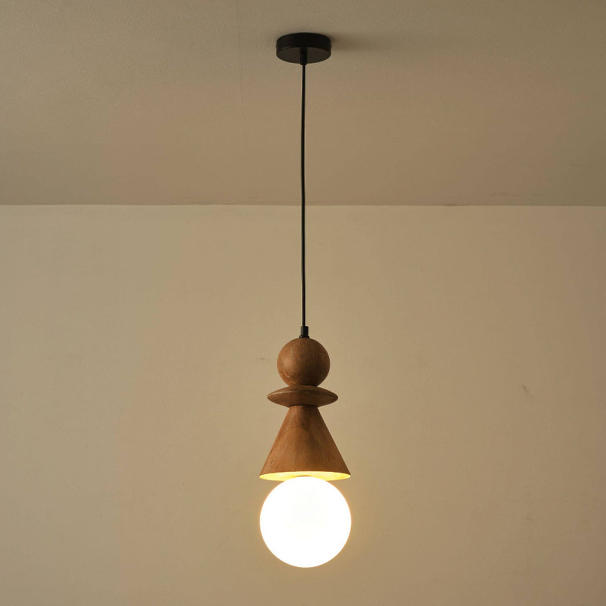 Alderelle Stacked Wood Totem Pendant Light