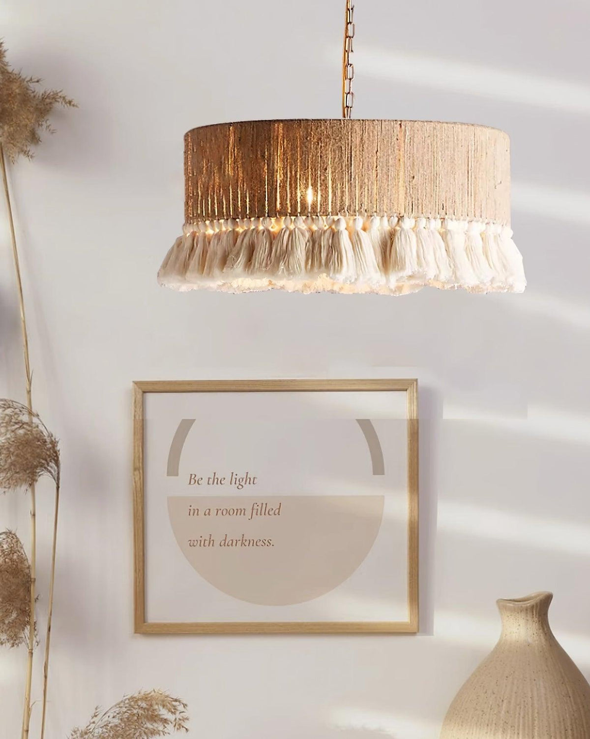 Fioeiella Pendant Lamp Cotton Yarn Ruffled Fringe Handmade