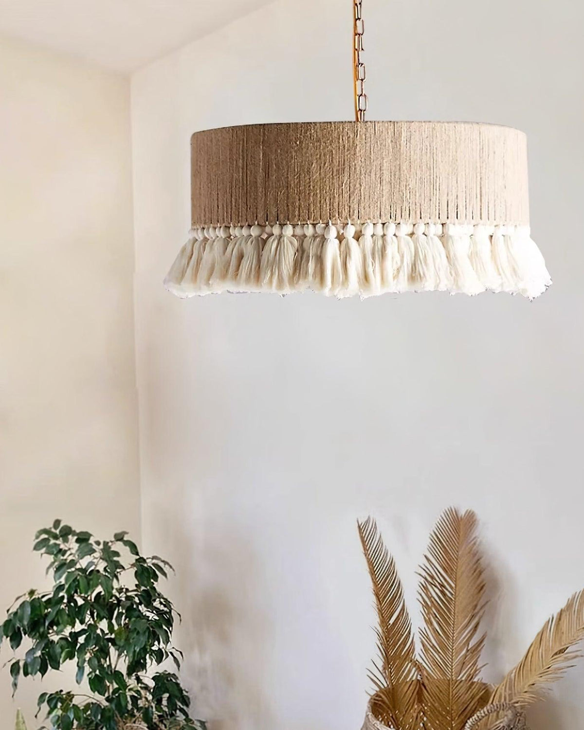 Fioeiella Pendant Lamp Cotton Yarn Ruffled Fringe Handmade