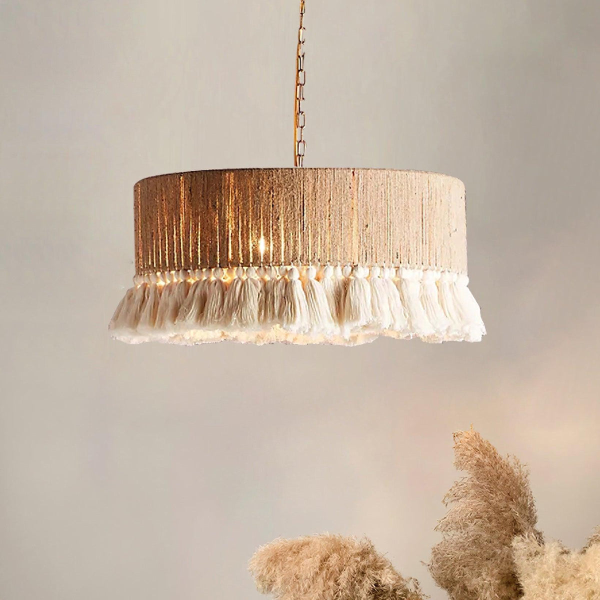 Fioeiella Pendant Lamp Cotton Yarn Ruffled Fringe Handmade