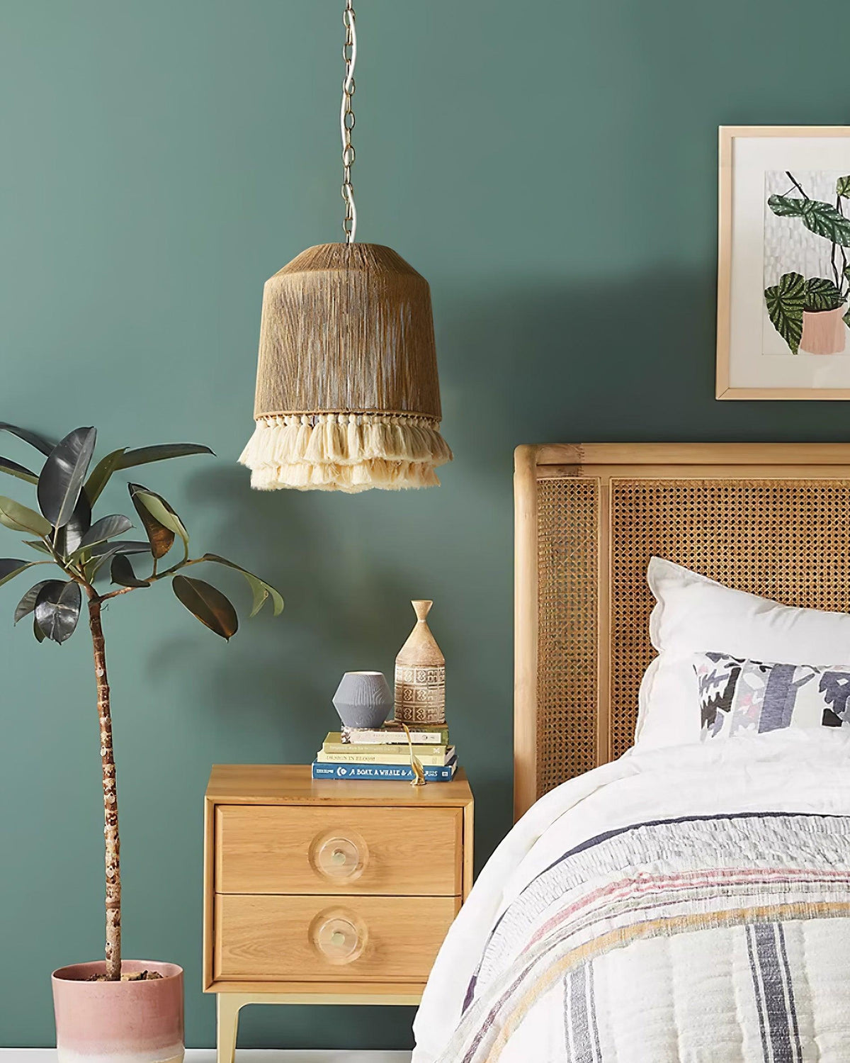 Fioeiella Pendant Lamp Cotton Yarn Ruffled Fringe Handmade