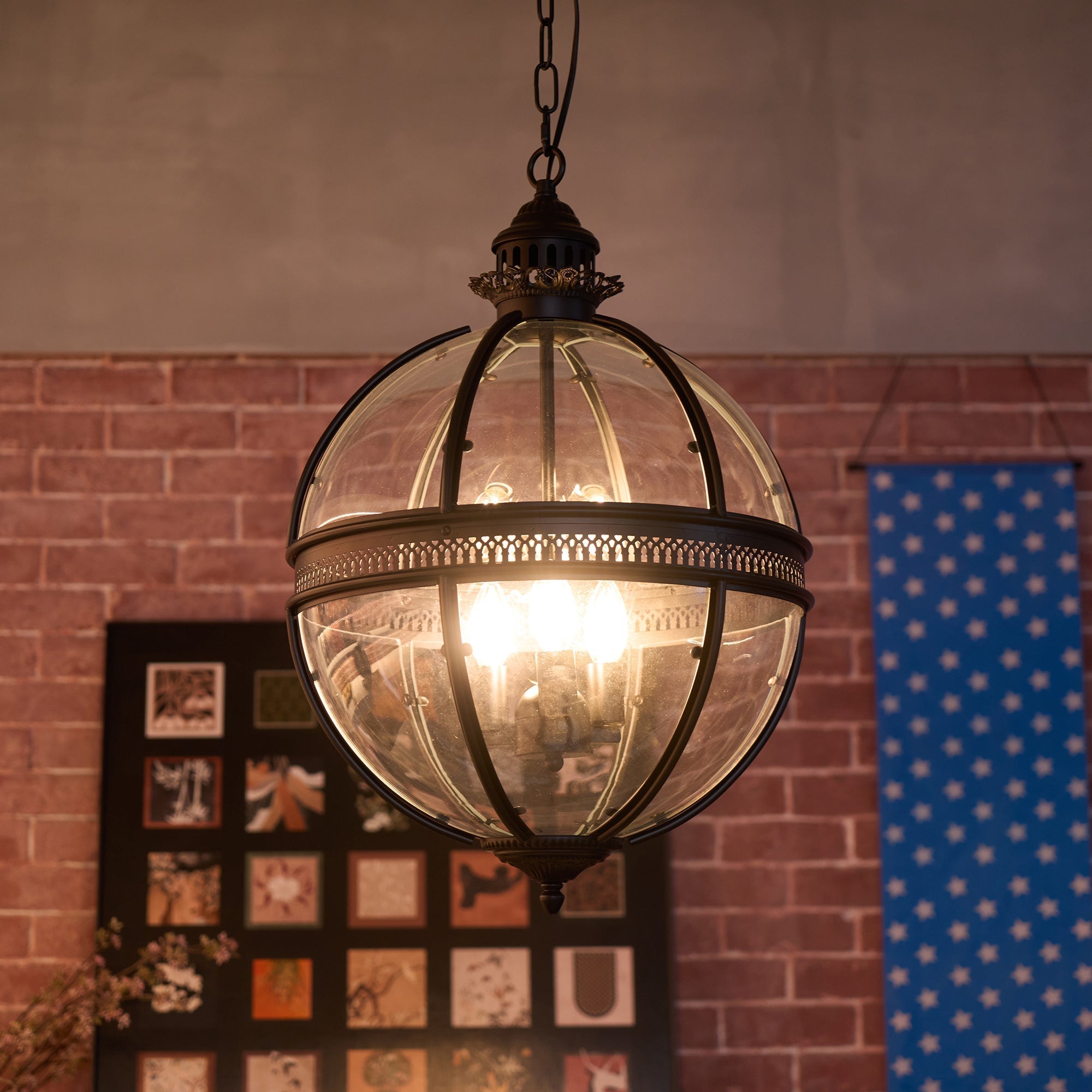 Svelte Vintage Industrial Glass Pendant Light