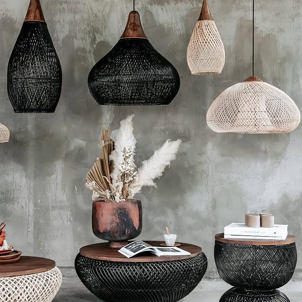 Visopam Braided Rattan Livingroom Pendant Lamp