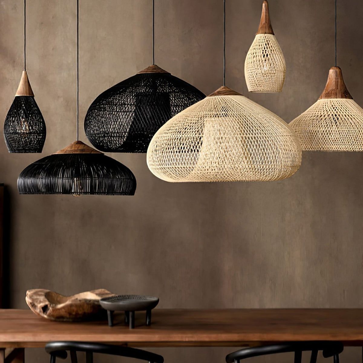 Visopam Braided Rattan Livingroom Pendant Lamp