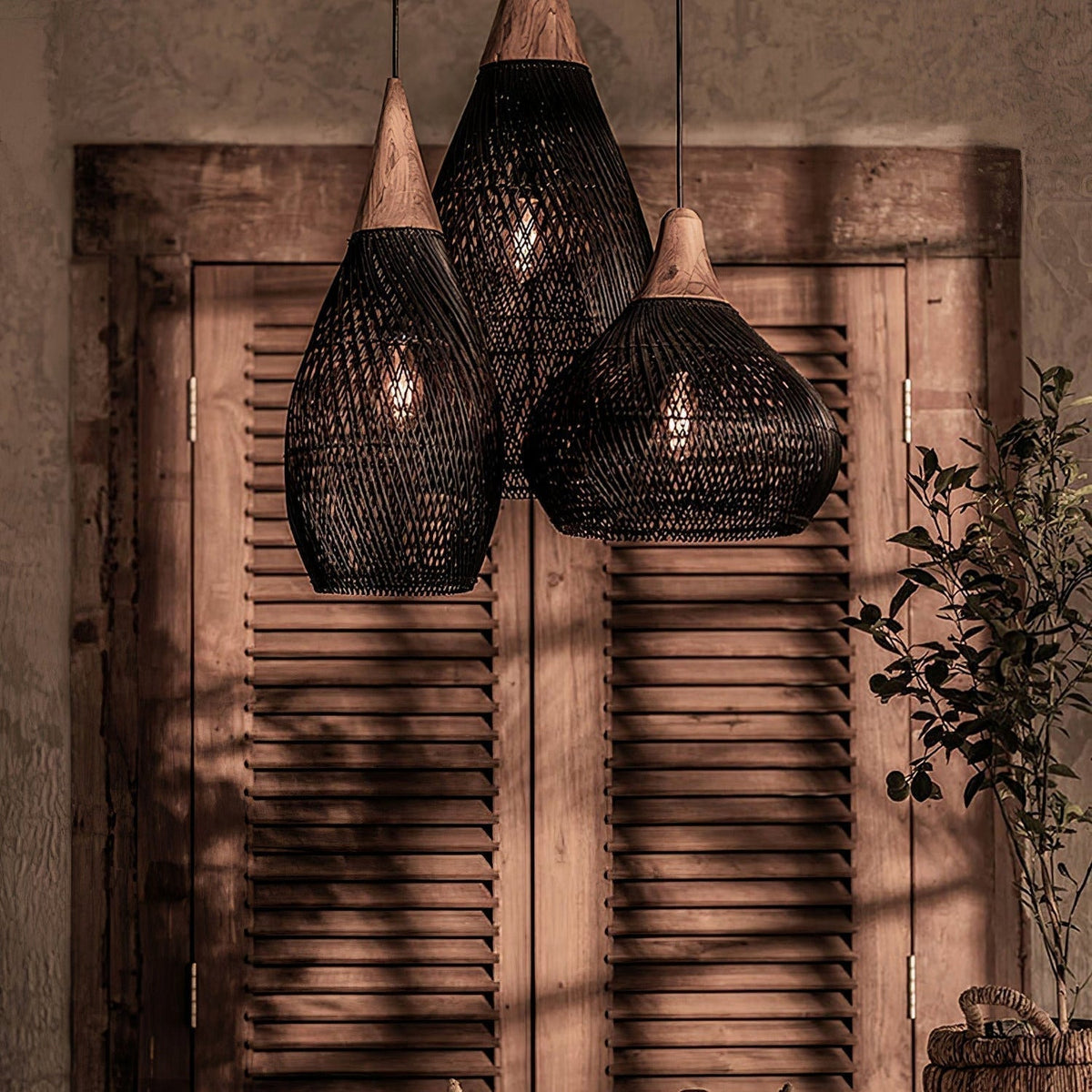 Visopam Braided Rattan Livingroom Pendant Lamp