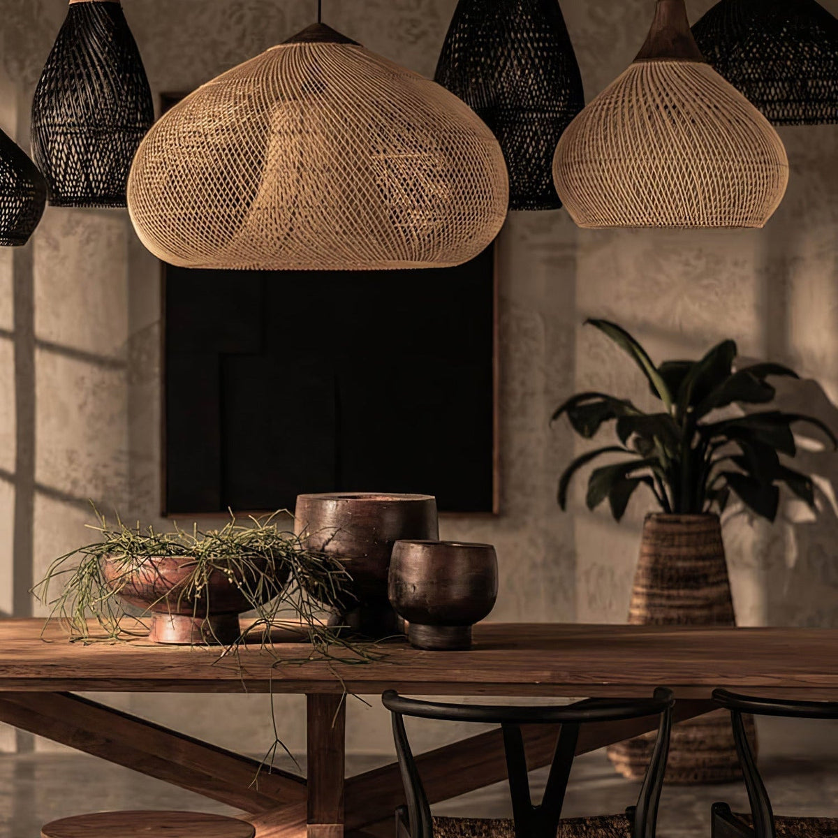 Visopam Braided Rattan Livingroom Pendant Lamp