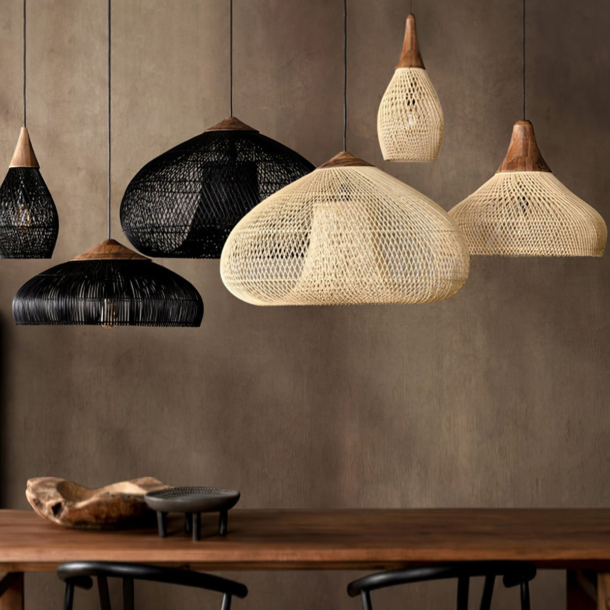 Visopam Braided Rattan Livingroom Pendant Lamp