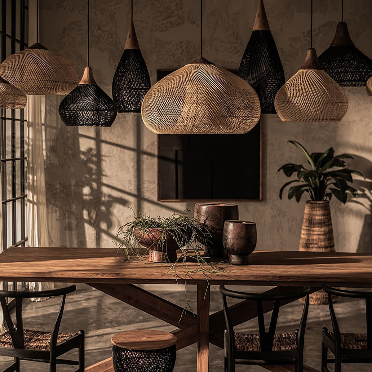 Visopam Braided Rattan Livingroom Pendant Lamp