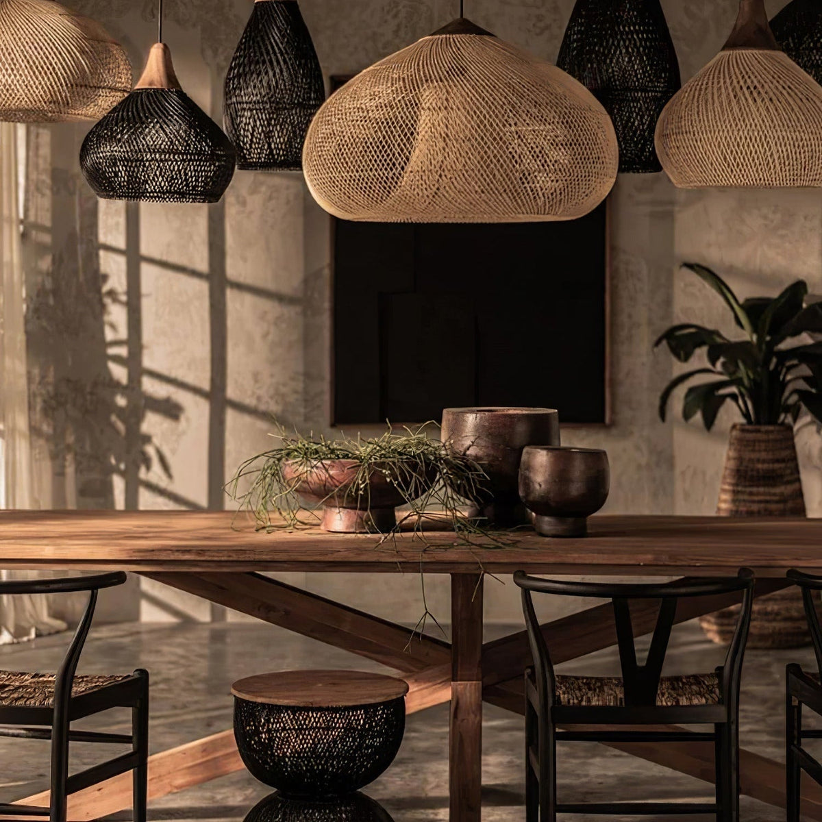 Visopam Braided Rattan Livingroom Pendant Lamp